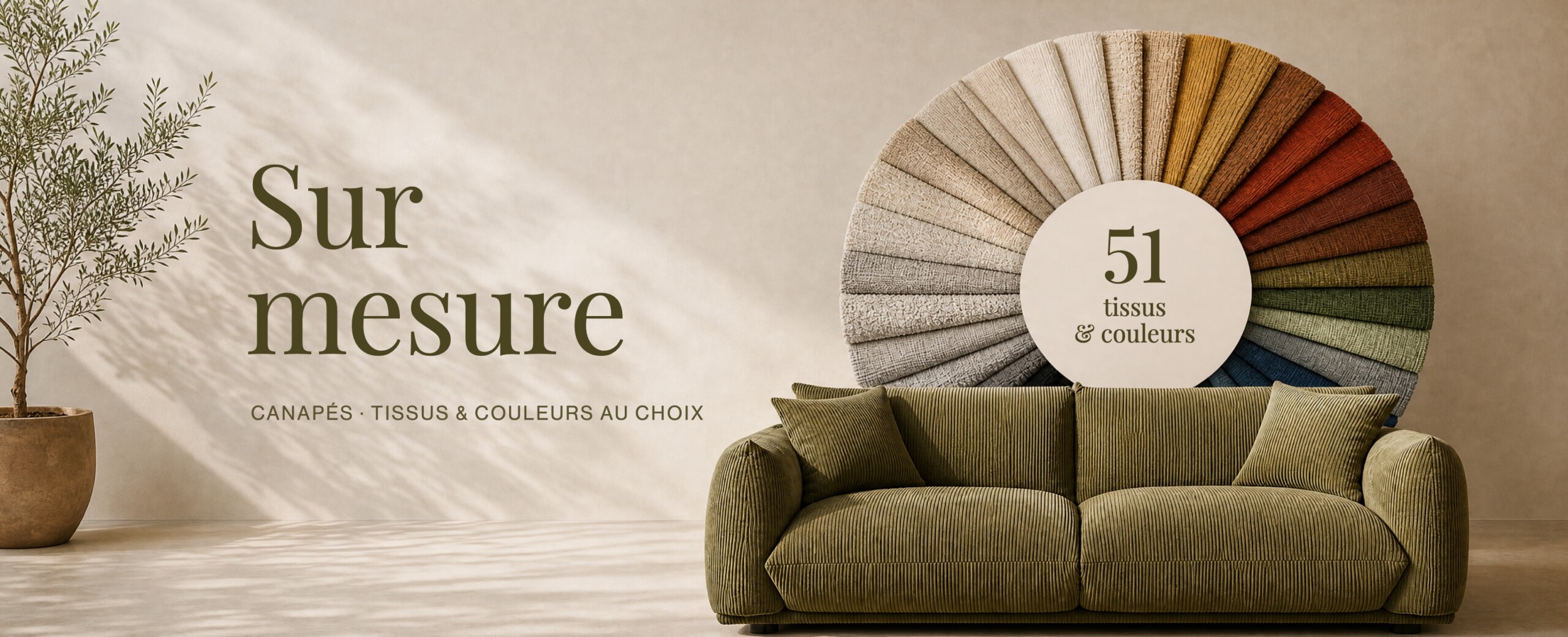Canapés sur mesure : 51 tissus et couleurs au choix
