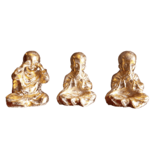 SET DE 3 BOUDHAS DORÉS EN FIBRE