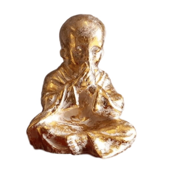 SET DE 3 BOUDHAS DORÉS EN FIBRE