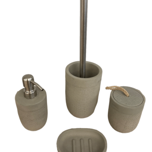 ENSEMBLE SET DE SALLE DE BAIN / TOILETTE ROND GRIS CLAIR