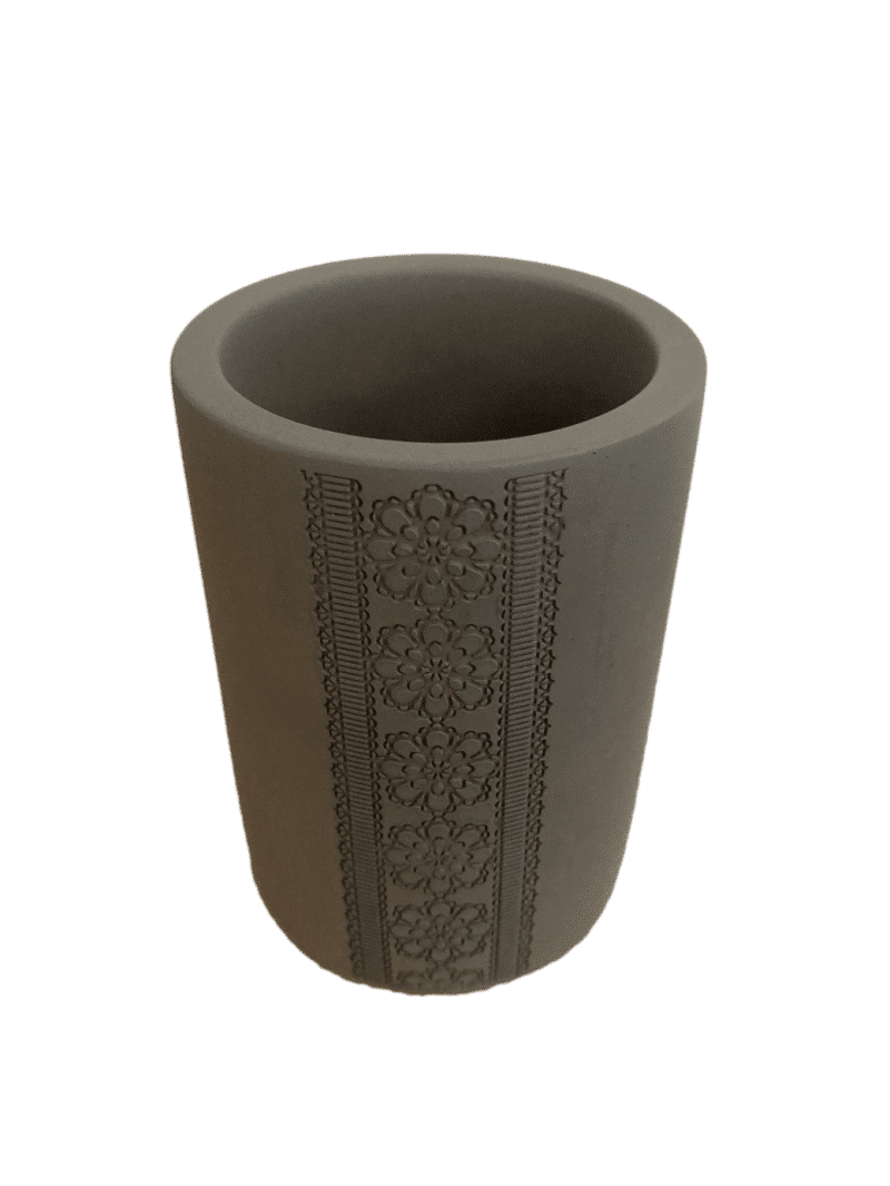 ENSEMBLE SET DE SALLE DE BAIN / TOILETTE BÉTON ROND GRIS ANTHRACITE A MOTIFS – Image 3