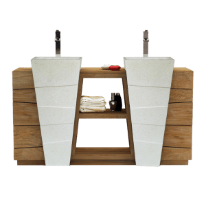 Meuble 2 vasques Terrazzo blanches