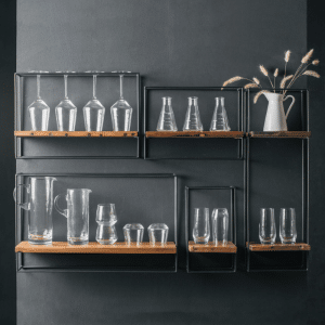 LOT DE 5 ÉTAGÈRES MURALES KLEO PLATEAUX BOIS NATUREL