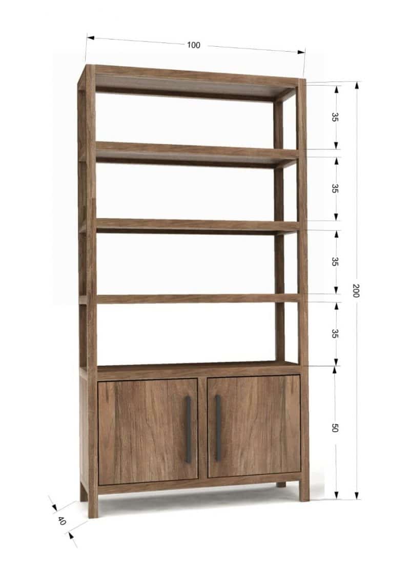 BIBLIOTHÈQUE 2 PORTES 4 PLATEAUX PACIFIC