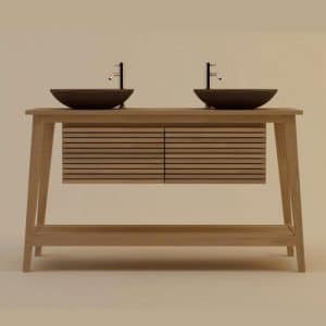 MEUBLE DE SALLE DE BAIN TANETI 2 PORTES ET 1 PLATEAU