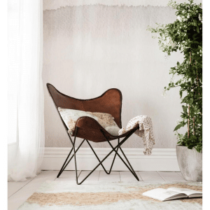 FAUTEUIL PAPILLON EN CUIR