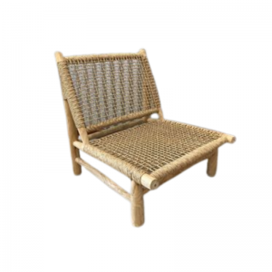FAUTEUIL LOUNGE EN TECK ET ABACA SYNTHETIQUE