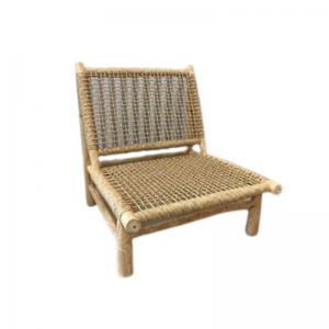 FAUTEUIL LOUNGE EN TECK ET ABACA SYNTHETIQUE