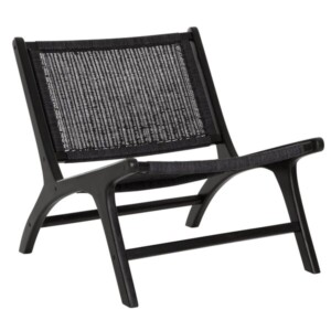 FAUTEUIL LOUNGE TECK ET LOOM TEINTÉ NOIR