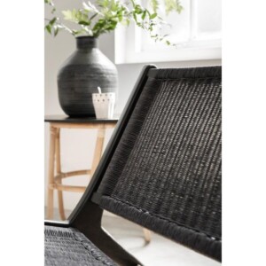 FAUTEUIL LOUNGE TECK ET LOOM TEINTÉ NOIR