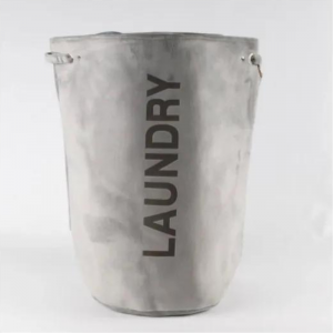 PANIER A LINGE VELOURS GRIS