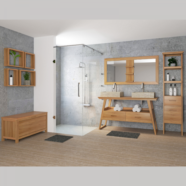 MEUBLE DE SALLE DE BAIN MIZU 2 TIROIRS 1 NICHE 120 CM