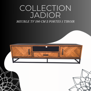 MEUBLE TV 2 PORTES 1 TIROIR JADIOR NOIR