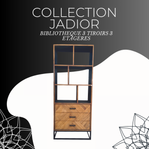 BIBLIOTHEQUE 3 TIROIRS JADIOR NOIR