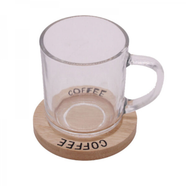 COFFRET 4 TASSES A CAFÉ AVEC SOUS VERRE EN BAMBOU