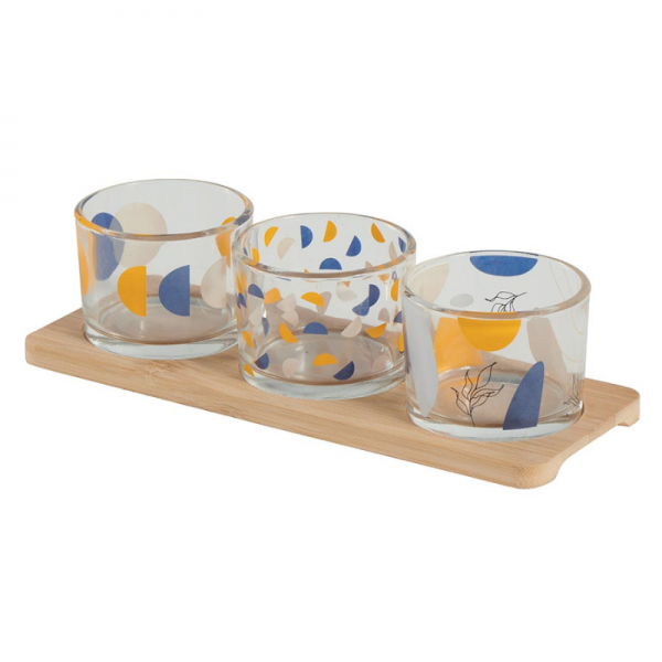 SET DE 3 VERRINES SUR PLATEAU EN BAMBOU