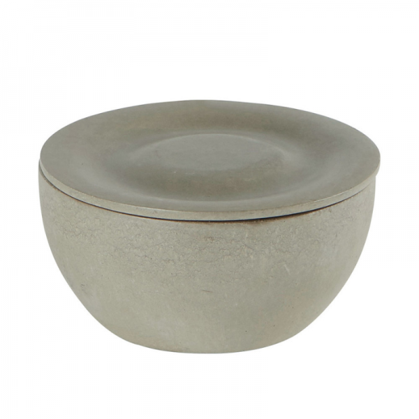 POT AVEC COUVERCLE EN CIMENT GRIS CLAIR