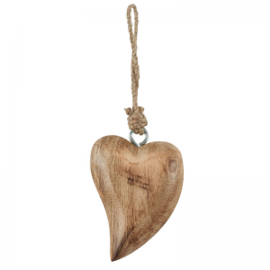 CŒUR OBLIQUE EN BOIS MIEL A SUSPENDRE