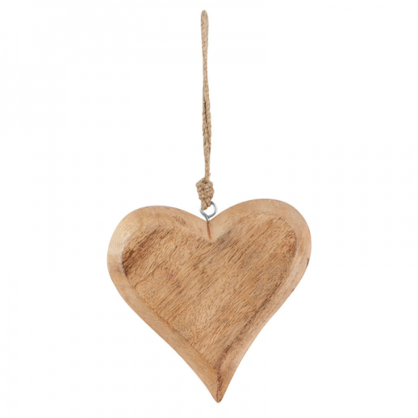 CŒUR EN BOIS MIEL CORDE 13 CM