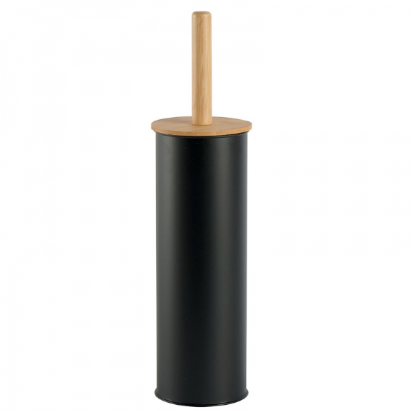 BROSSE WC CYLINDRIQUE BI-MATIERE BAMBOU ET MÉTAL NOIR