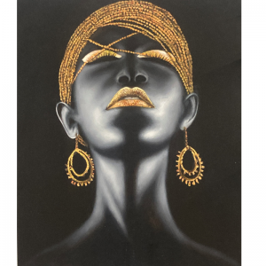 PEINTURE A L'HUILE AFRICAINE PARURE DORÉE