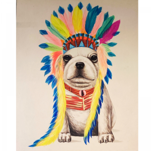 PEINTURE CHIEN A COIFFE COLORÉE 2