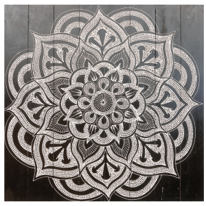 TABLEAU MANDALA NOIR ET BLANC 80 X 80 CM