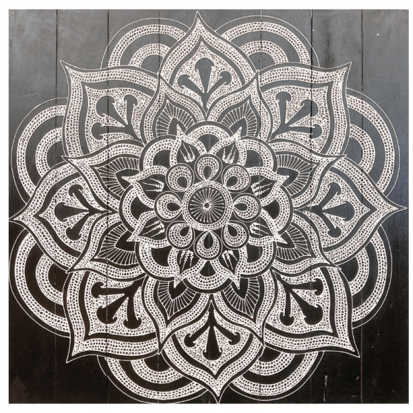 TABLEAU MANDALA NOIR ET BLANC 80 X 80 CM