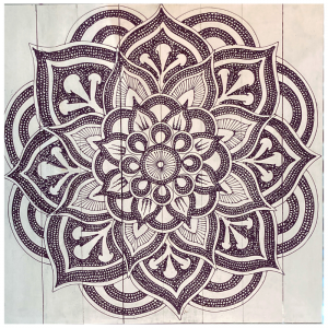 TABLEAU MANDALA BLANC ET NOIR 80 X 80 CM