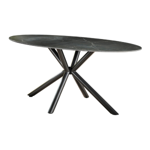TABLE DE REPAS OVALE EN CÉRAMIQUE NOIRE