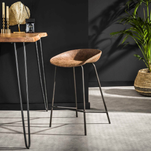 TABOURET ERGO  PU MARRON