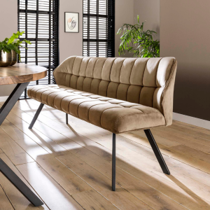 BANC LA GRILLE EN TISSUS VELVET CHAMPAGNE