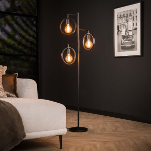 LAMPADAIRE 3 ABATS-JOUR ANNEAUX CHARCOAL