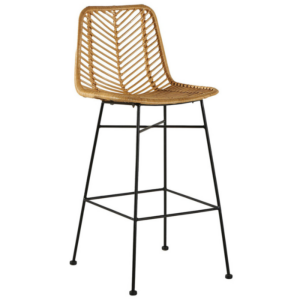 CHAISE DE BAR ASSISE ROTIN ET PIED MÉTAL