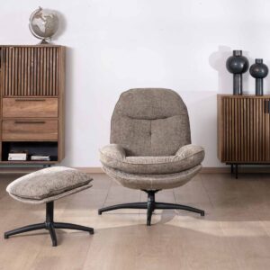 FAUTEUIL PIVOTANT BRANSON TAUPE AVEC REPOSE PIEDS