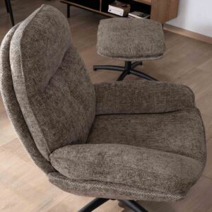 FAUTEUIL PIVOTANT BRANSON TAUPE AVEC REPOSE PIEDS