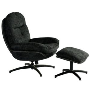 FAUTEUIL PIVOTANT BRANSON ANTHRACITE AVEC REPOSE PIEDS