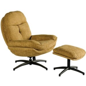 FAUTEUIL PIVOTANT BRANSON  MOUTARDE AVEC REPOSE PIEDS