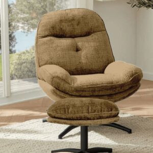 FAUTEUIL PIVOTANT BRANSON  MOUTARDE AVEC REPOSE PIEDS