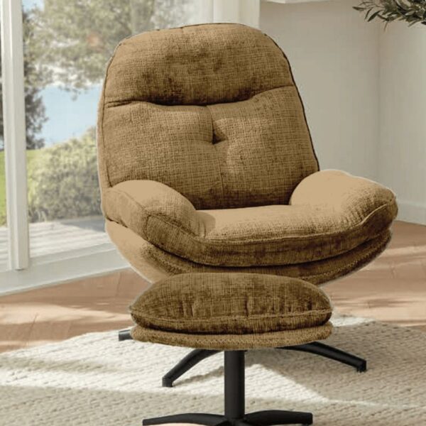 FAUTEUIL PIVOTANT BRANSON  MOUTARDE AVEC REPOSE PIEDS