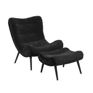 FAUTEUIL CASPE NOIR AVEC REPOSE PIEDS