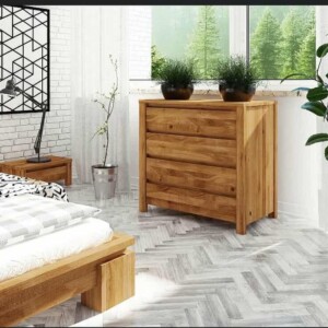 COMMODE TECK 4 TIROIRS