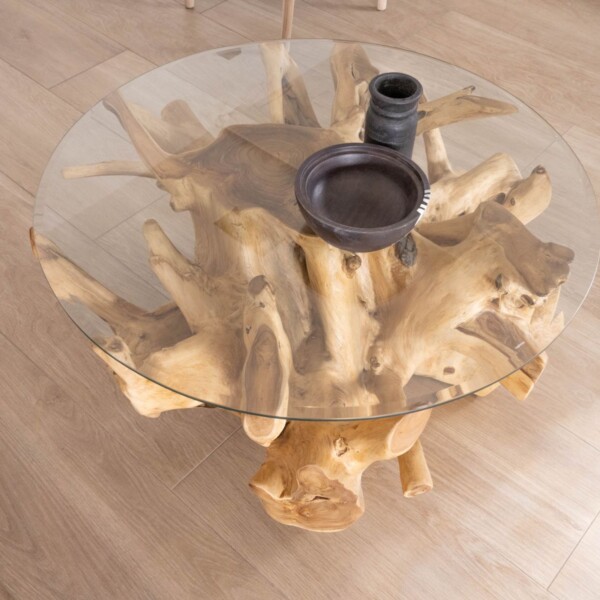 TABLE BASSE RONDE RACINE DE TECK