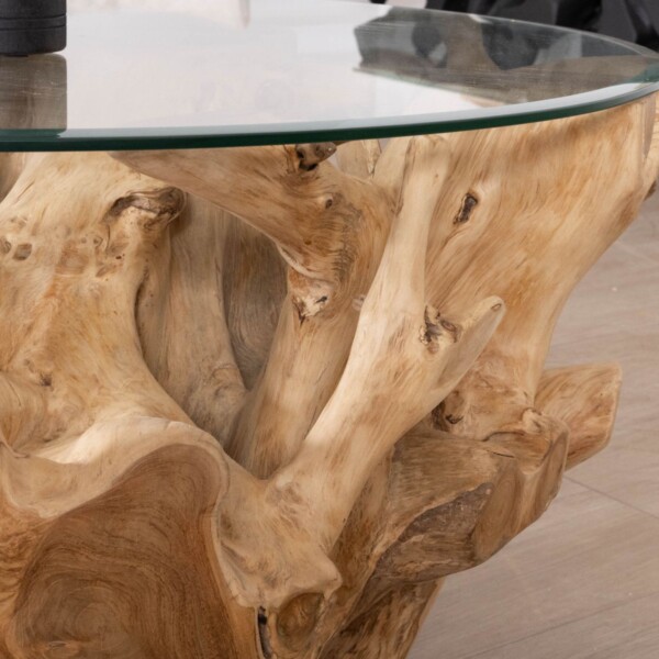 TABLE BASSE RONDE RACINE DE TECK