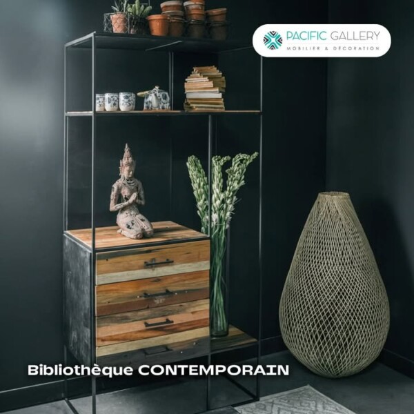 BIBLIOTHÈQUE CONTEMPORAIN 4 TIROIRS