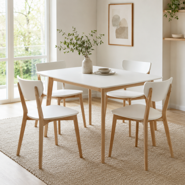 TABLE RECTANGULAIRE ALMA ET SES 4 CHAISES