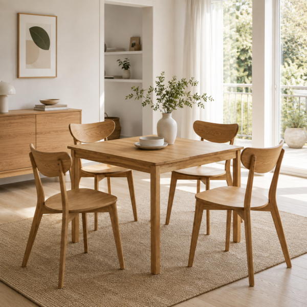 TABLE CARRÉE OLA ET SES 4 CHAISES