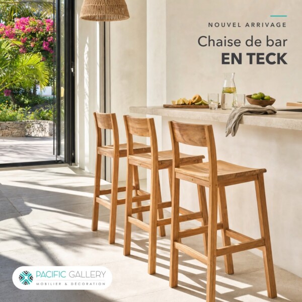 CHAISE DE BAR EN TECK