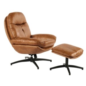 FAUTEUIL PIVOTANT BRANSON HAVANE AVEC REPOSE-PIEDS